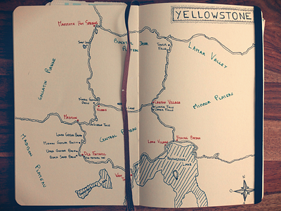 USA Road Trip Moleskine - Yellowstone Map book map moleskine sketch usa yellowstone