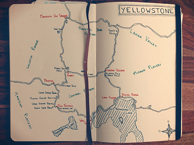 USA Road Trip Moleskine - Yellowstone Map