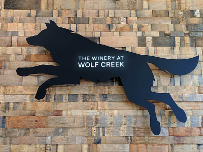 Wolf Sign brand handmade identity laser logo okthx sign signage steel winery wolf