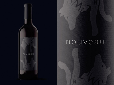Nouveau bottle mockup black black white branding charcoal identity mockup nouveau okthx typography wine wine label winery