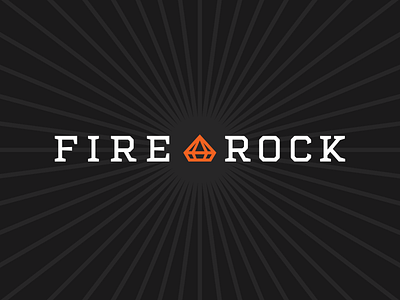 Fire Rock logos badge black branding cannabis charcoal diamond fire identity logo logotype okthx orange typography white