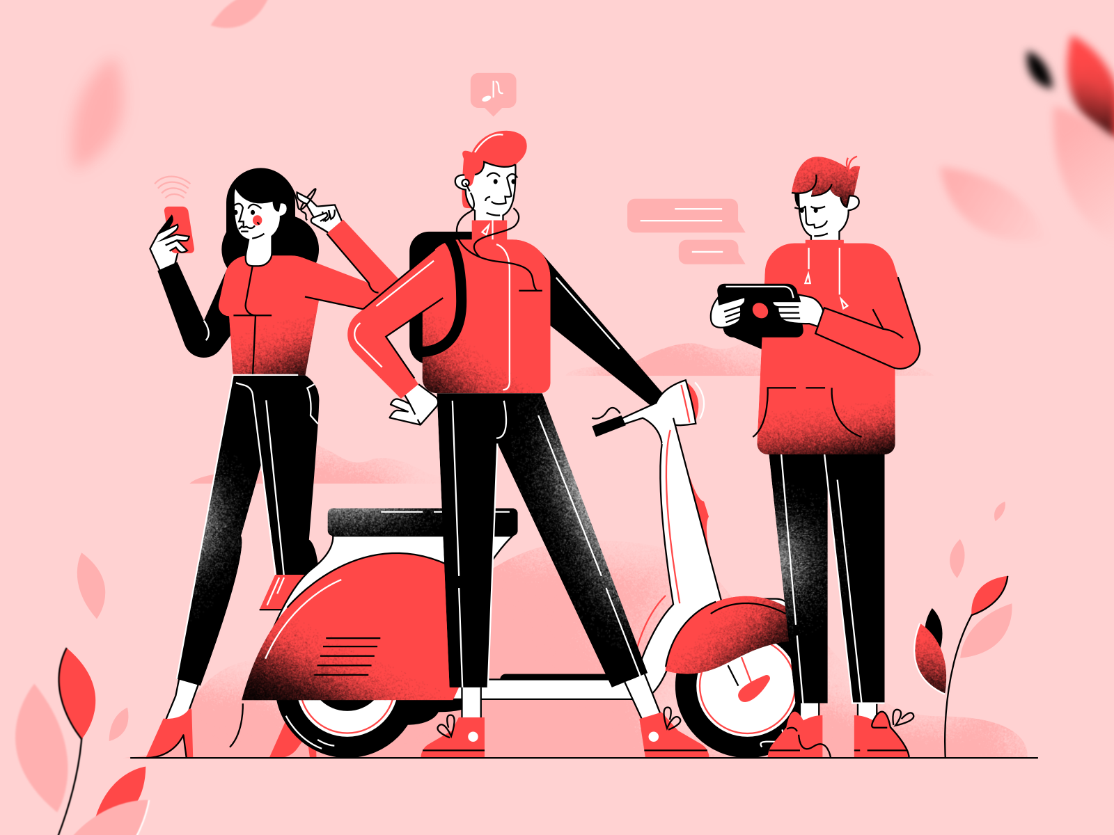 Character exploring adobe illustrator affinity designer art texture character exploring characterdesign flat illustration minimal clean design mobile tablet illustrations red color combinations vector illustration vectorart vespa