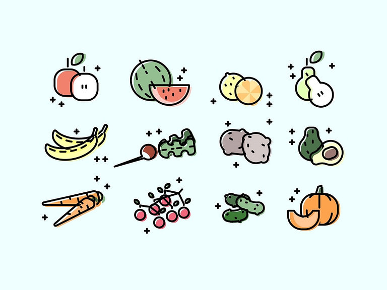 fruits/vegetables icons. by Gytis Jonaitis on Dribbble