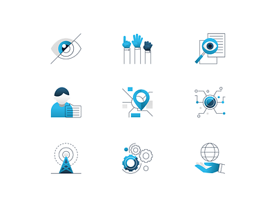 Weaver Labs Icons blue color theme brand style guide bright color combinations dark blue white colors design exploration icon font icons interface minimal clean design service icons user interface ui vector illustration