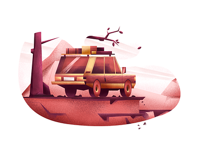 Road trip illustration adobe illustrator adventure time affinity designer art bright color combinations car flat illustration minimal clean design nature range rover road trip user interface ui vector illustration