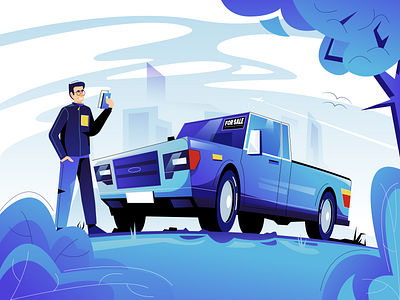 FlipRide illustration adobe illustrator blue color bright color combinations character design characterdesign design exploration flat illustration minimal clean design pay used car app user interface ui vector illustration vectorart