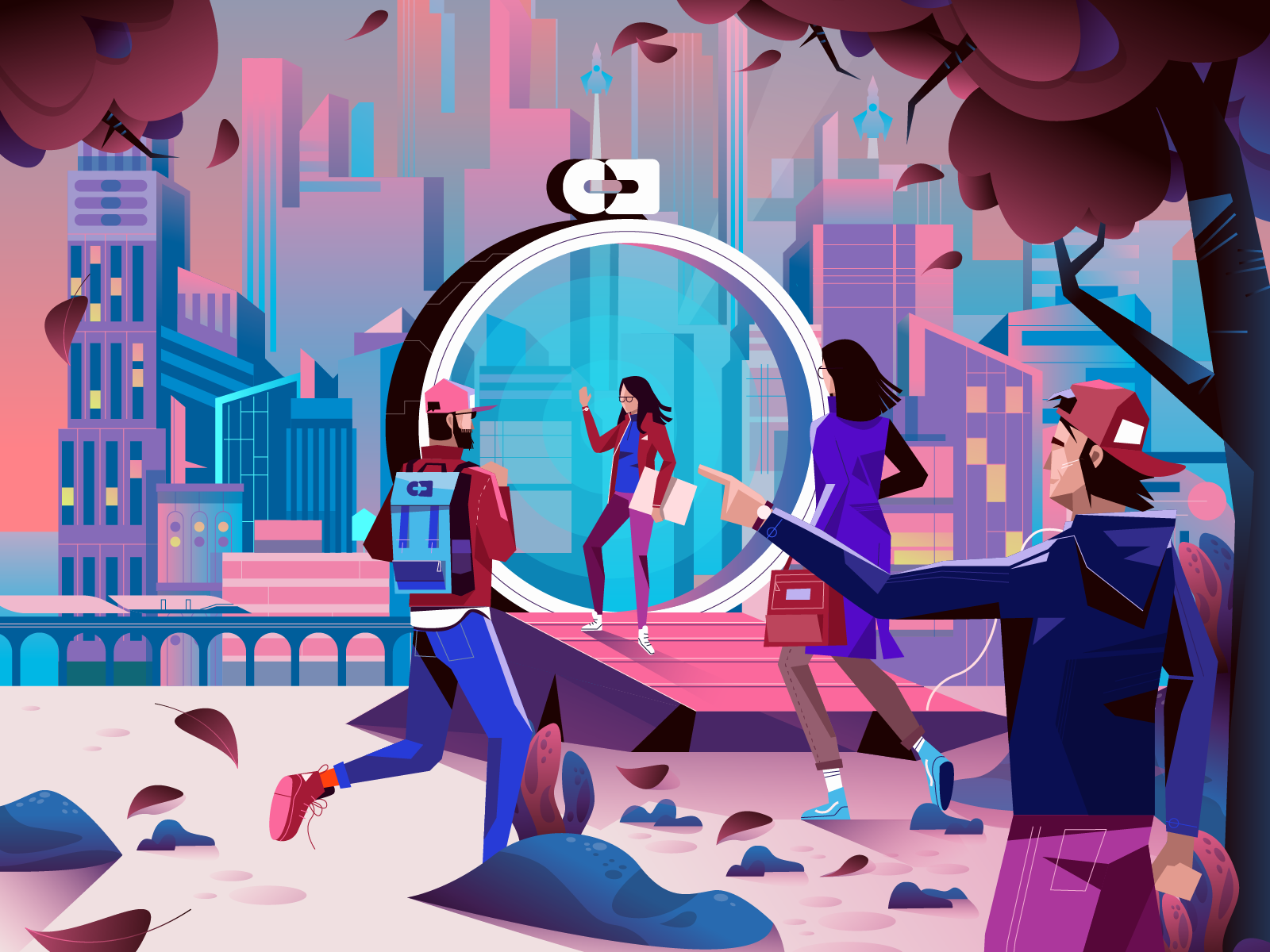 Futuristic city illustration by Gytis Jonaitis for Flair on Dribbble