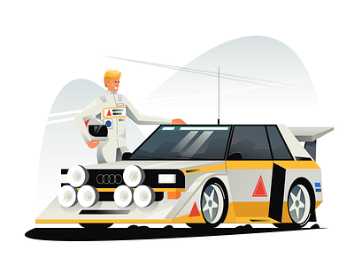 Audi S1 adobe illustrator audi quattro s1 audi quattro s1 bright color combinations character design character exploring characterdesign flat illustration minimal clean design mobile tablet illustrations rally car user interface ui vector illustration