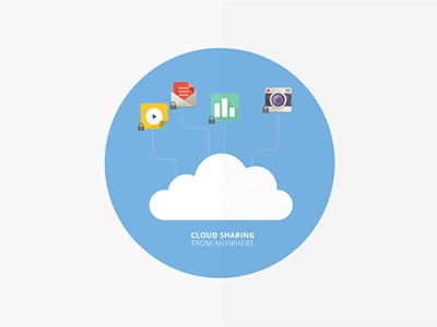 Secure sharing cloud documents download file flat folders illustration pixflow seo sharing upload vector