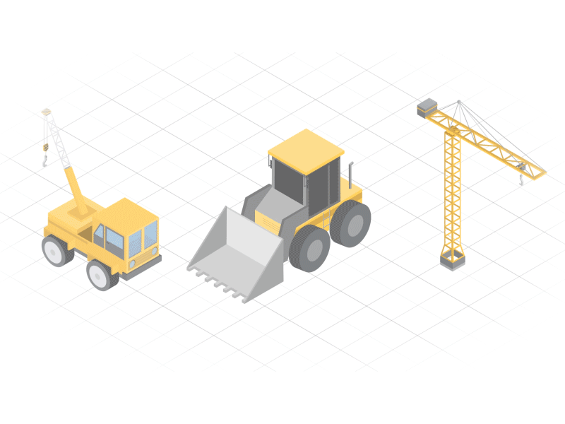 Lopo animation construction isometric lopo perspective pixflow tractor truck yellow