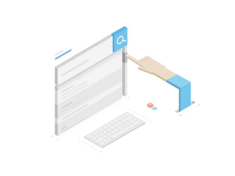 Search animation hand internet isometric minimal motion perspective pixflow search ui ux