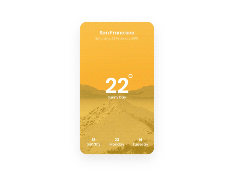 Weather App analytics animated gif animation app application colors day design device ios iphone motion night pixflow product ui ux weather weather app web