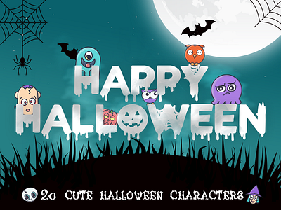 Happy Halloween! cute characters ghost halloween icons happy halloween monsters pumpkin