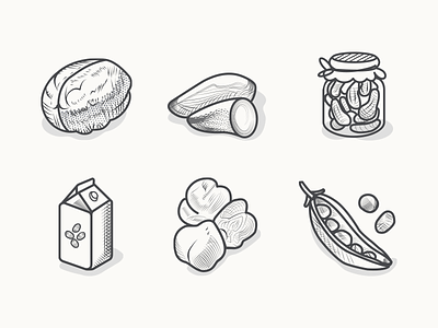 Veggie Food Icons3 engraving etching greenpeas icons illustration leguminous milk pickles shellfruit vegan vegetarian veggies