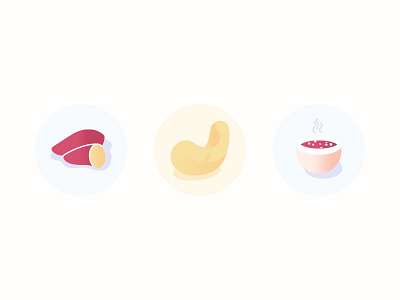 Veggie Food Icons (flat serie) cashew flat gradient icons nuts soup sweetpotatoes vegan vegetarian veggies yam