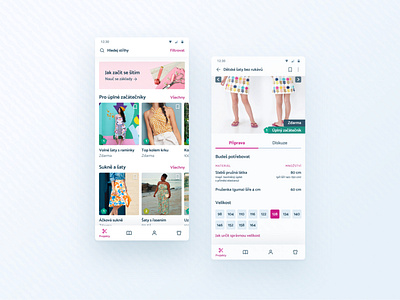 Ušij si to android colorful dress figma mobile mobile app pink sewing ui ux