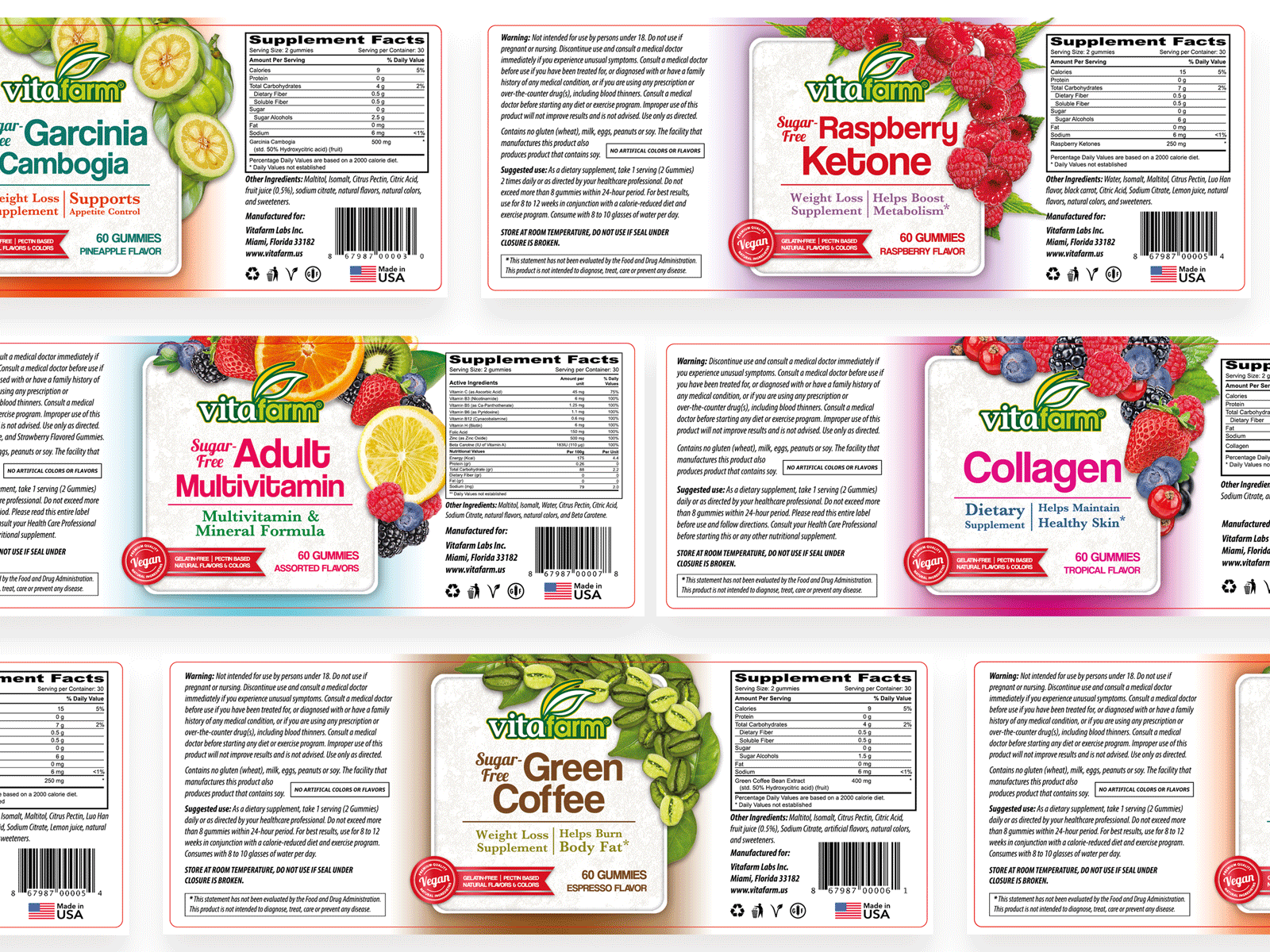 Adult Gummy Vitamins bottle brand color design fruits graphic graphic design health healthy labels packaging design supplement vitamins