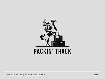 Packin' Track brand branding cowboy design graphic graphic design horse illustration logo package shipping usa vector