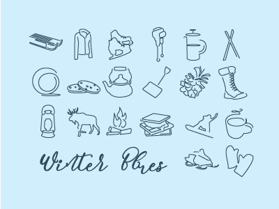 Winter Blues Icons boot camping cold icons mittens more pinecone ski sled snow snowboard winter