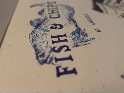 Fish & Chips concept fish harrods icon logo london paper pencil photo signage sketch texture