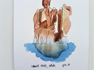 Camel Rock Watercolor 2 camel design free illustration lake powell line minimal rock utah