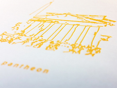 Pantheon contour italy letterpress lineart linework pantheon sketch stationary yellow