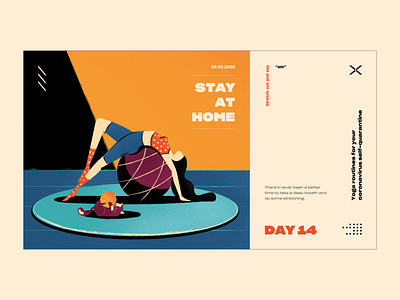 Stay At Home color covid19 design illustration poster stay at home typography ui vector web yoga