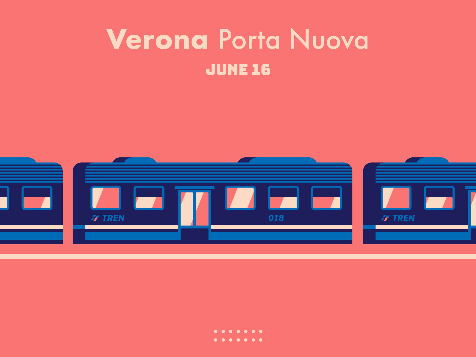 Verona Porta Nuova calendar color design illustration italy june pattern poster summer train travel trenitalia typography vector