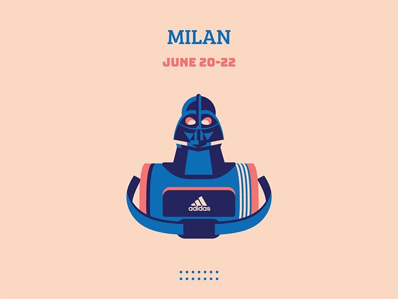 Milan adidas animation color darth vader design gif illustration italy june poster summer vector