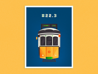 Tram card color design illustration poster tram vector