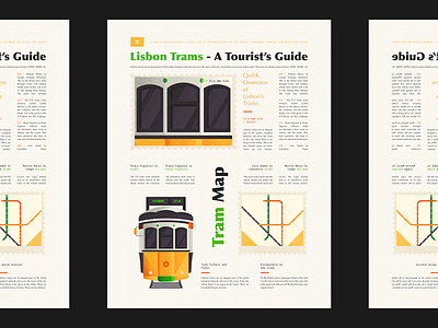 A Tourist's Guide - Newspaper color design illustration lisbon newspaper poster tram vector