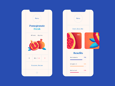 Pomegranate Benefits - Mobile Design app color design fruit illustration mobile pomegranate ui ux vector web