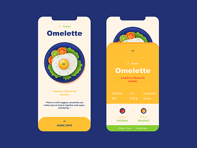 Omelette - Mobile Design color design dish food illustration recipe ui ux vector web