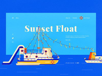 Sunset Float - UI & Illustration boat color design festival illustration sketch summer tickets ui ux vector web