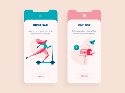 Rush Mail - Mobile UI color design illustration mobile ui ux vector web
