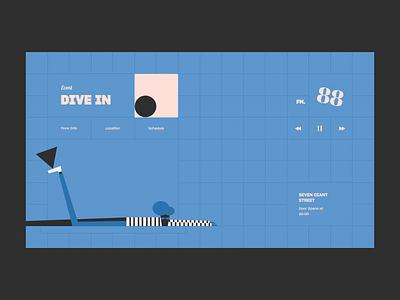 Dive In animation color design fm grid illustration music radio ui ux vector web
