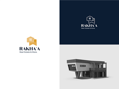 RAKHAA arabic business home icon logo logomark logotype minimal negative space realestatelogo vector