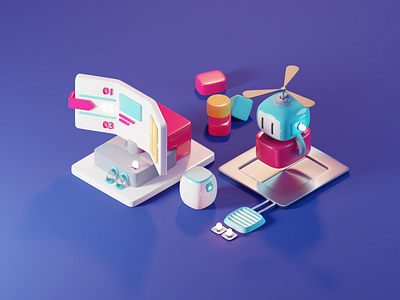 Inbox 3d blender design diorama illustration isometric render ux web illustration