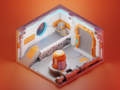 Space Corridor 3d blender corridor diorama illustration isometric model render sci fi space station spaceship