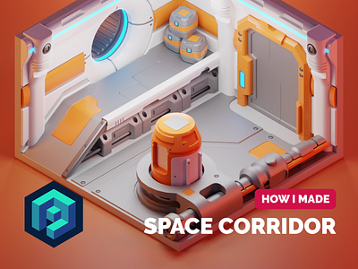 Space Corridor Tutorial 3d blender corridor diorama illustration isometric render sci fi space station tutorial