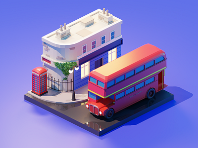 London 3d blender city diorama illustration isometric london low poly lowpoly lowpolyart render