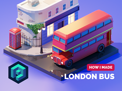 London Tutorial 3d blender city diorama illustration isometric london london bus low poly lowpoly lowpolyart render tutorial