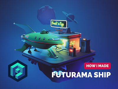 Futurama Ship Tutorial 3d blender diorama fanart futurama illustration planet express render rocket spaceship