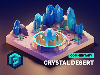 Crystal Desert Tutorial 3d blender diorama illustration isometric low poly lowpoly lowpolyart render tutorial