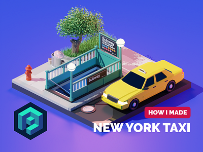 New York Taxi Tutorial 3d blender diorama illustration isometric low poly lowpoly lowpolyart render tutorial