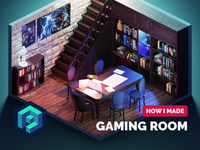 Gaming Room Tutorial 3d blender boardgames diorama dnd illustration isometric render room tutorial