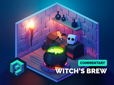 Witch's Brew Commentary Tutorial 3d blender diorama illustration isometric low poly lowpoly lowpolyart render tutorial