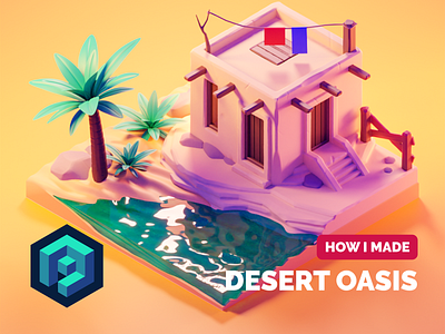 Oasis Tutorial 3d blender desert diorama illustration isometric oasis render sculpting tutorial