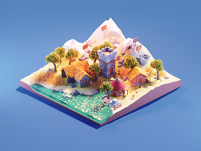 Settlers 3d blender diorama fanart game game art illustration isometric low poly lowpoly lowpolyart render settlers