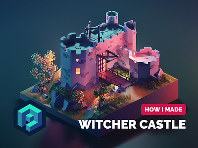 Witcher Castle Tutorial 3d blender castle diorama illustration isometric low poly lowpoly lowpolyart medieval tutorial witcher